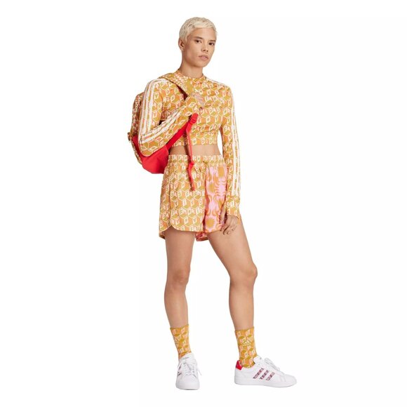 NWT FARM Rio x Adidas Logo Print Pacer Shorts Collab XL Pink Green Abstract - Picture 5 of 13